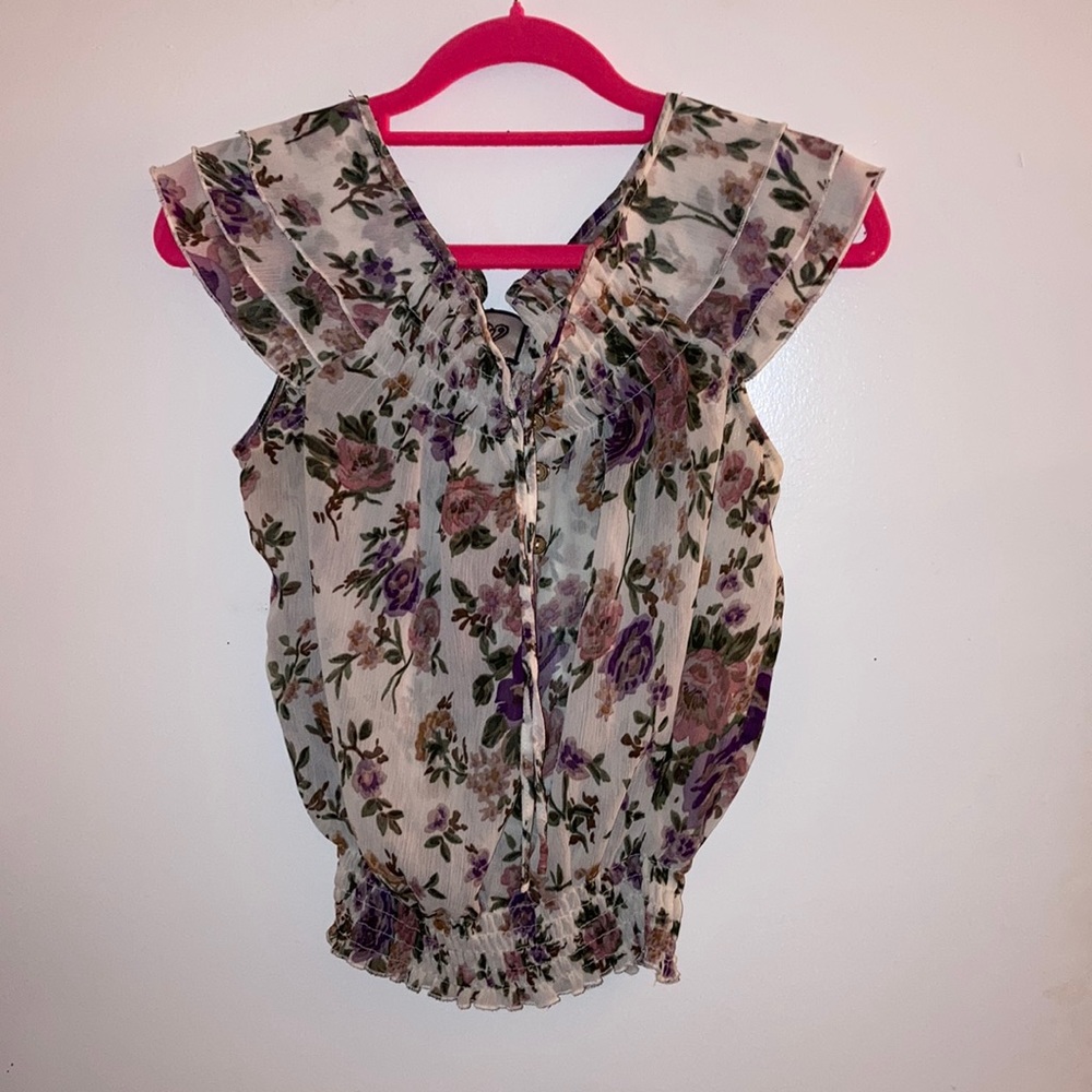 Floral print off the shoulder top